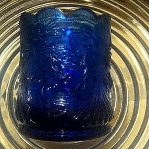 St clair blue goblet toothpick holder vintage